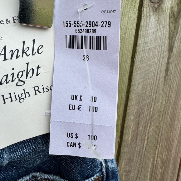 Abercrombie & Fitch Jeans The Ankle Straight Ultra High Rise Size 28/6 Blue NWT - Picture 8 of 9